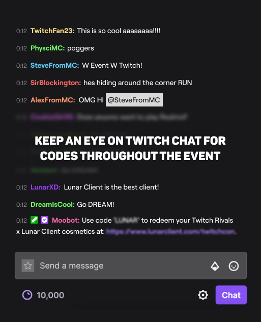 Claim code in chat